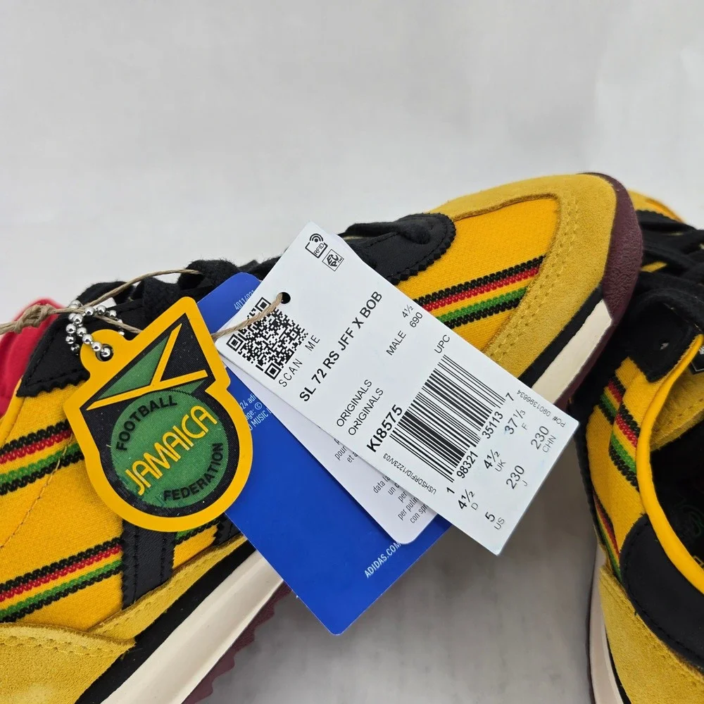 Adidas SL 72 RS JFF Bob Marley Jamaica Yellow Black Sneakers KI8575 Mens 5 NEW